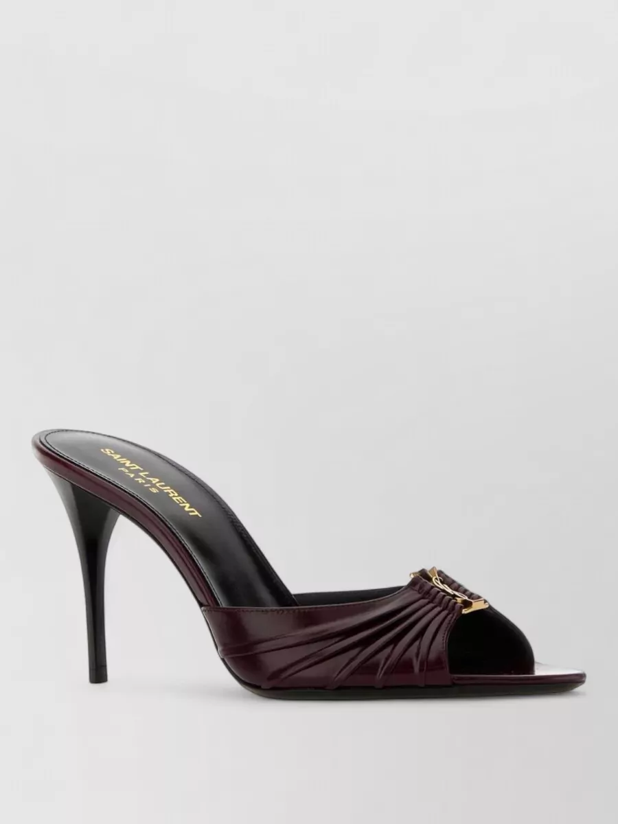 Saint Laurent leather ruched mule sandals