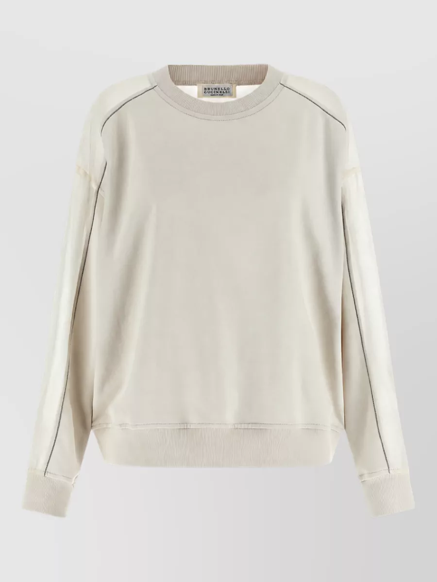 Brunello Cucinelli Organza Panel Cotton Sweatshirt