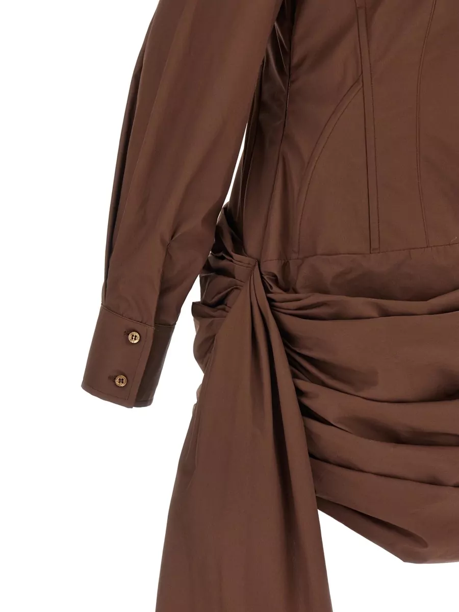 Giuseppe Di Morabito Long Sleeve Shirt Dress Draped Detail