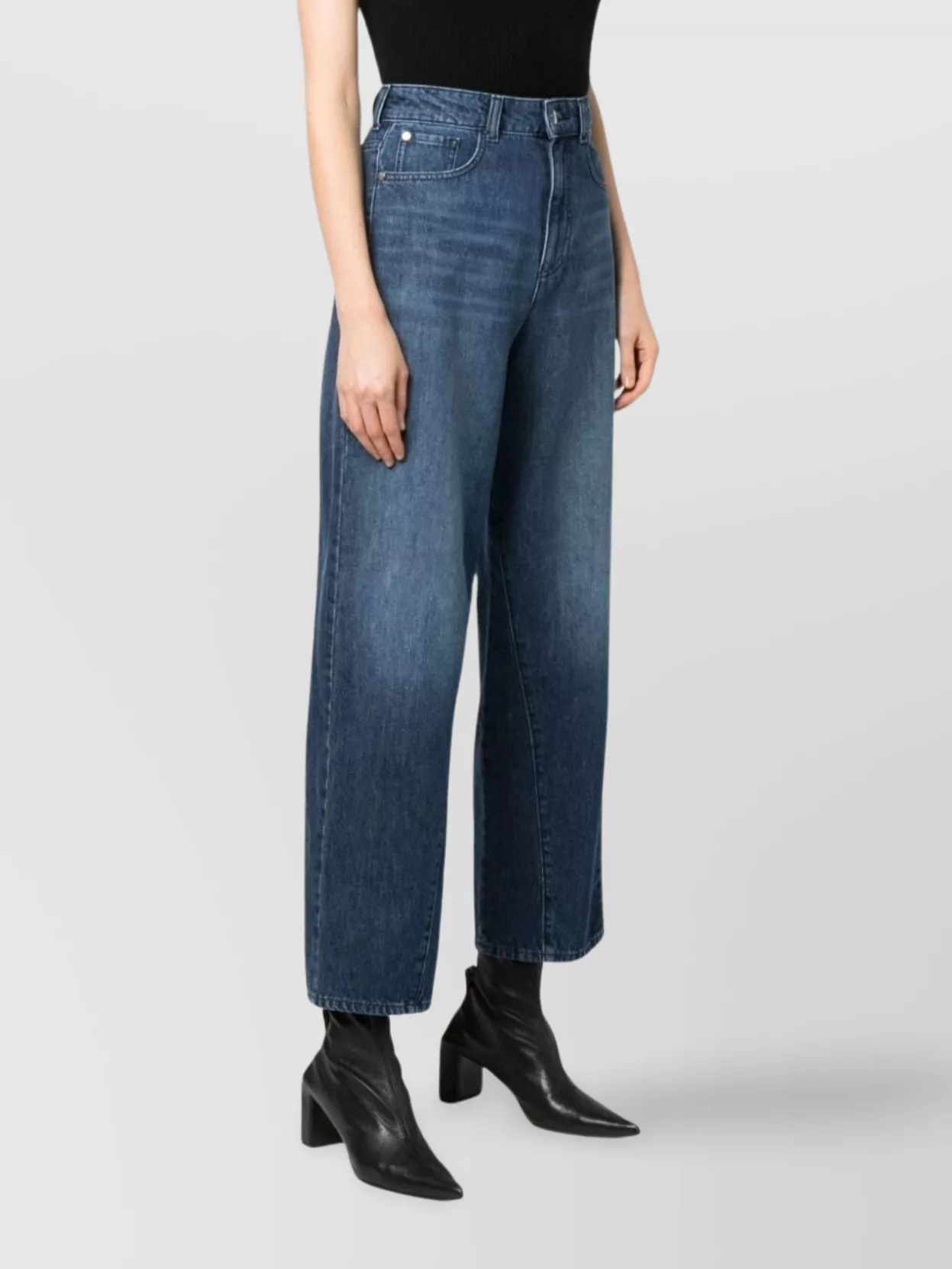 Emporio Armani Wide-Leg High Waist Cropped Denim Culottes