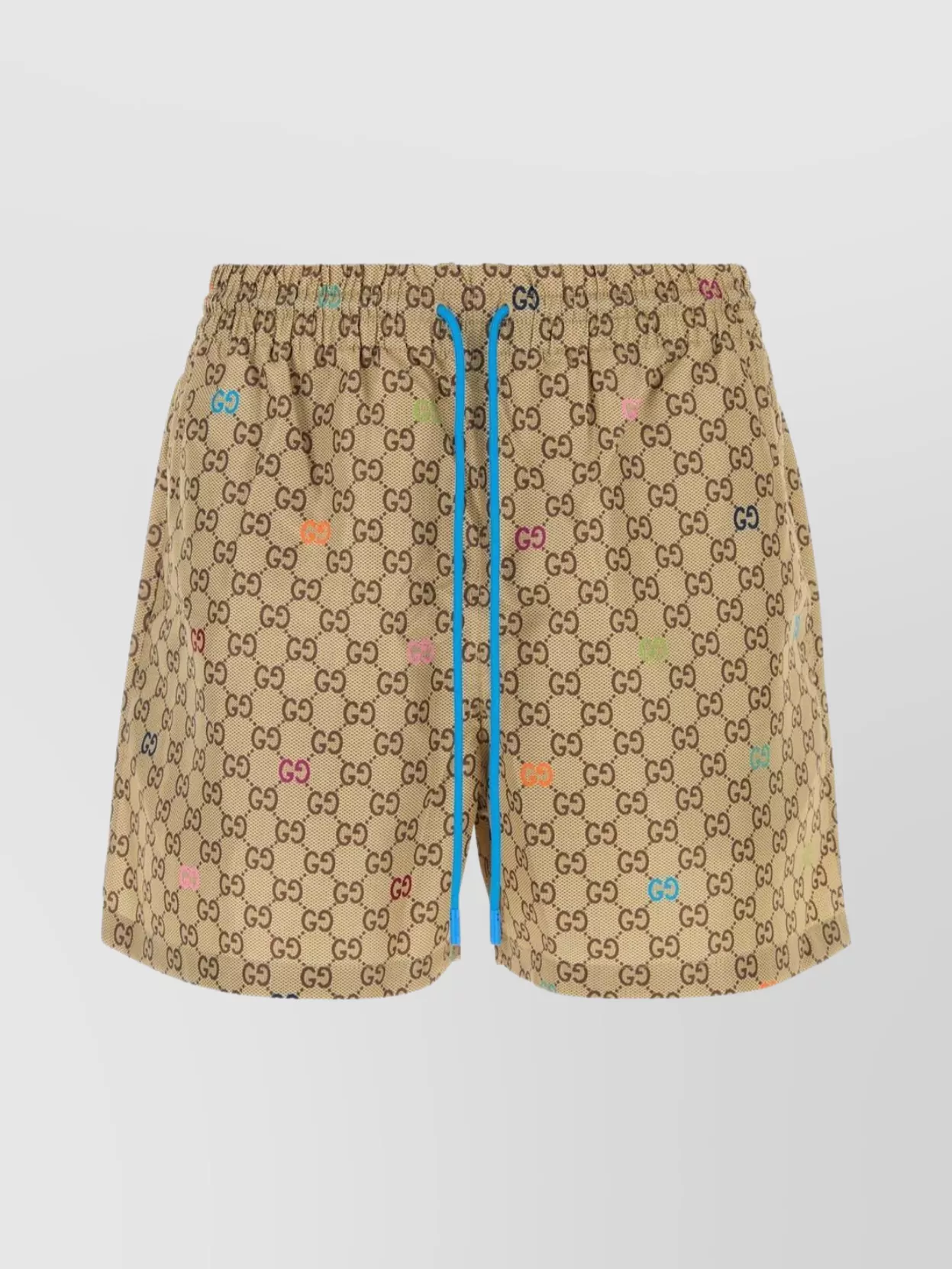 Gucci Logo Print Swim Shorts In Neutral