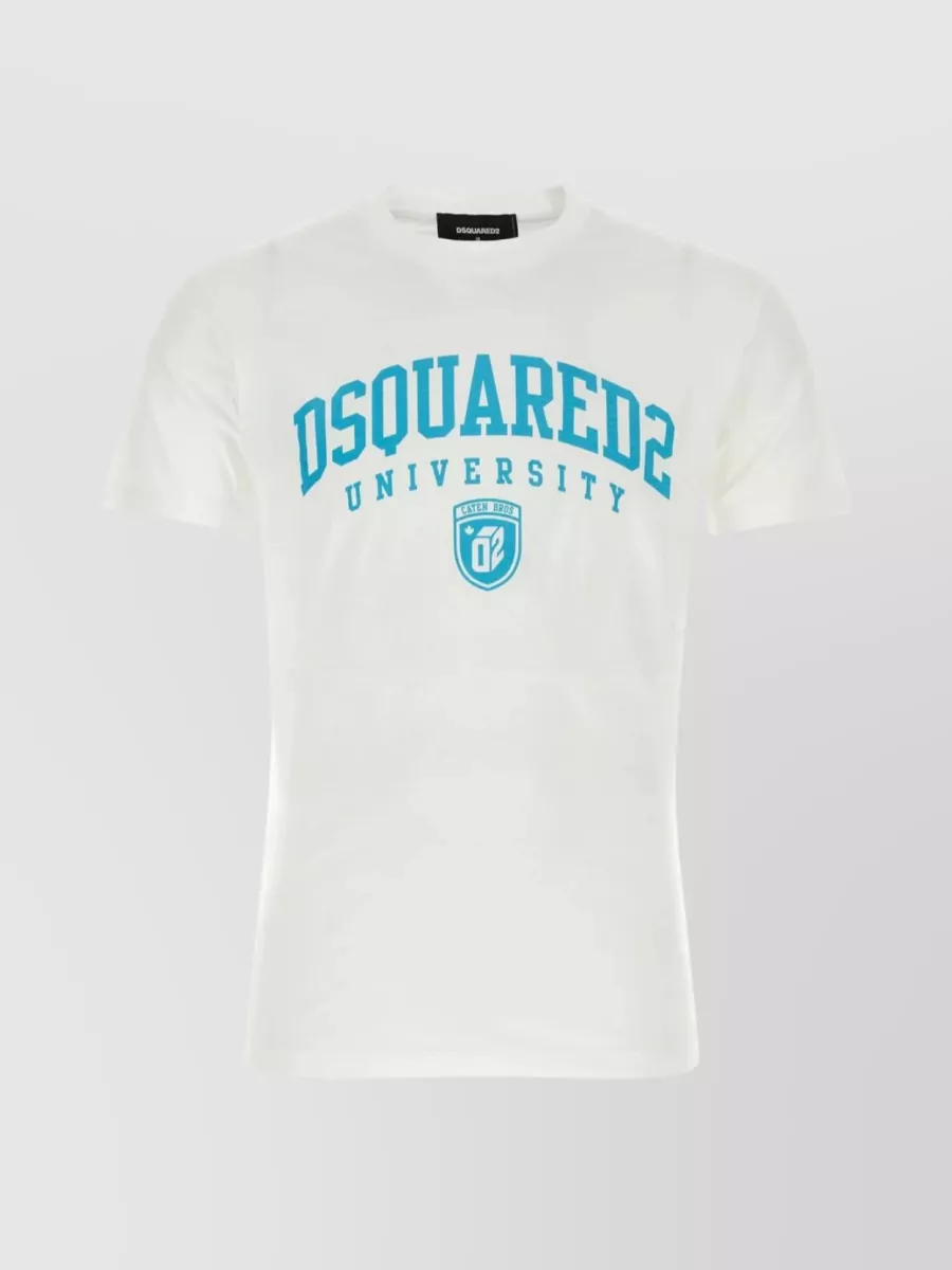 Shop Dsquared2 Ribbed Crew-neck Cotton T-shirt With Short Sleeves In White