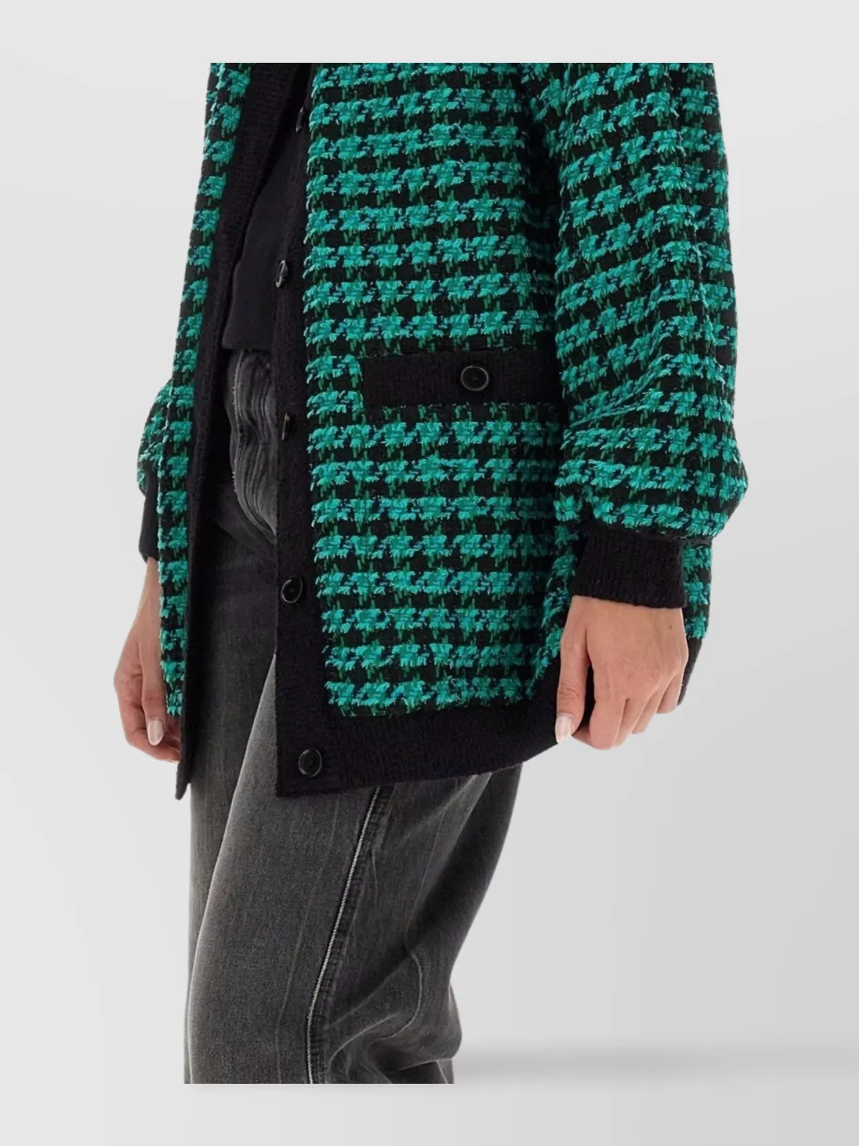 Msgm Houndstooth Tweed Oversize Longline Jacket
