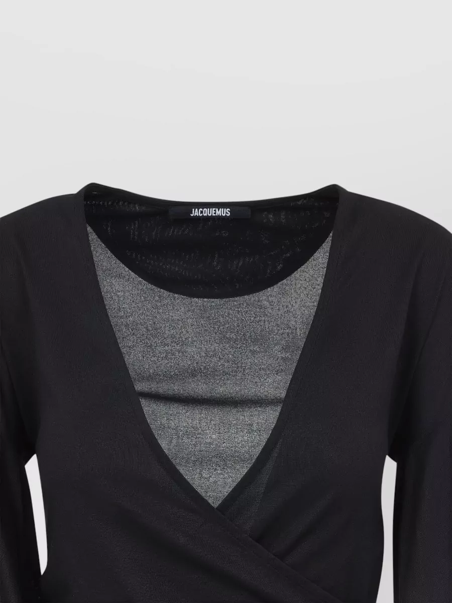 Jacquemus Wrap V-Neck Cropped Blouse