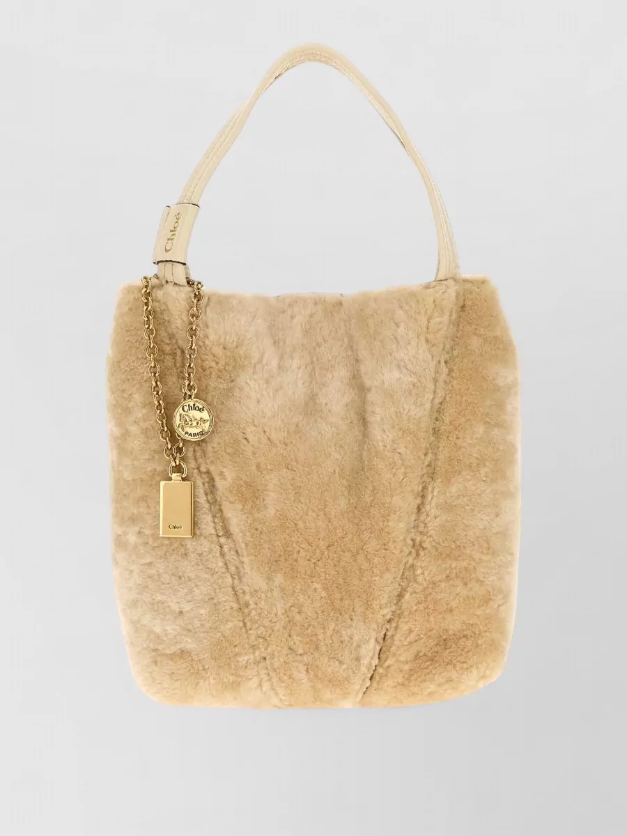 Chloé chloé spin shearling tote bag