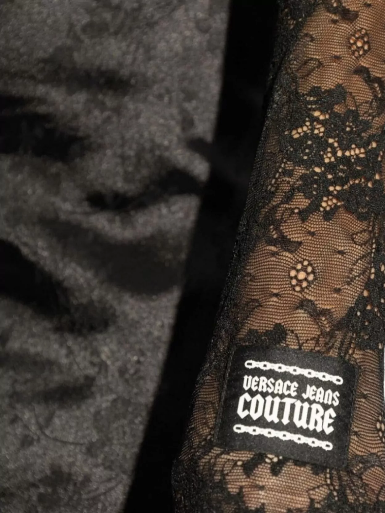 Versace Jeans Couture Long-sleeve Lace-panel Dress In Black