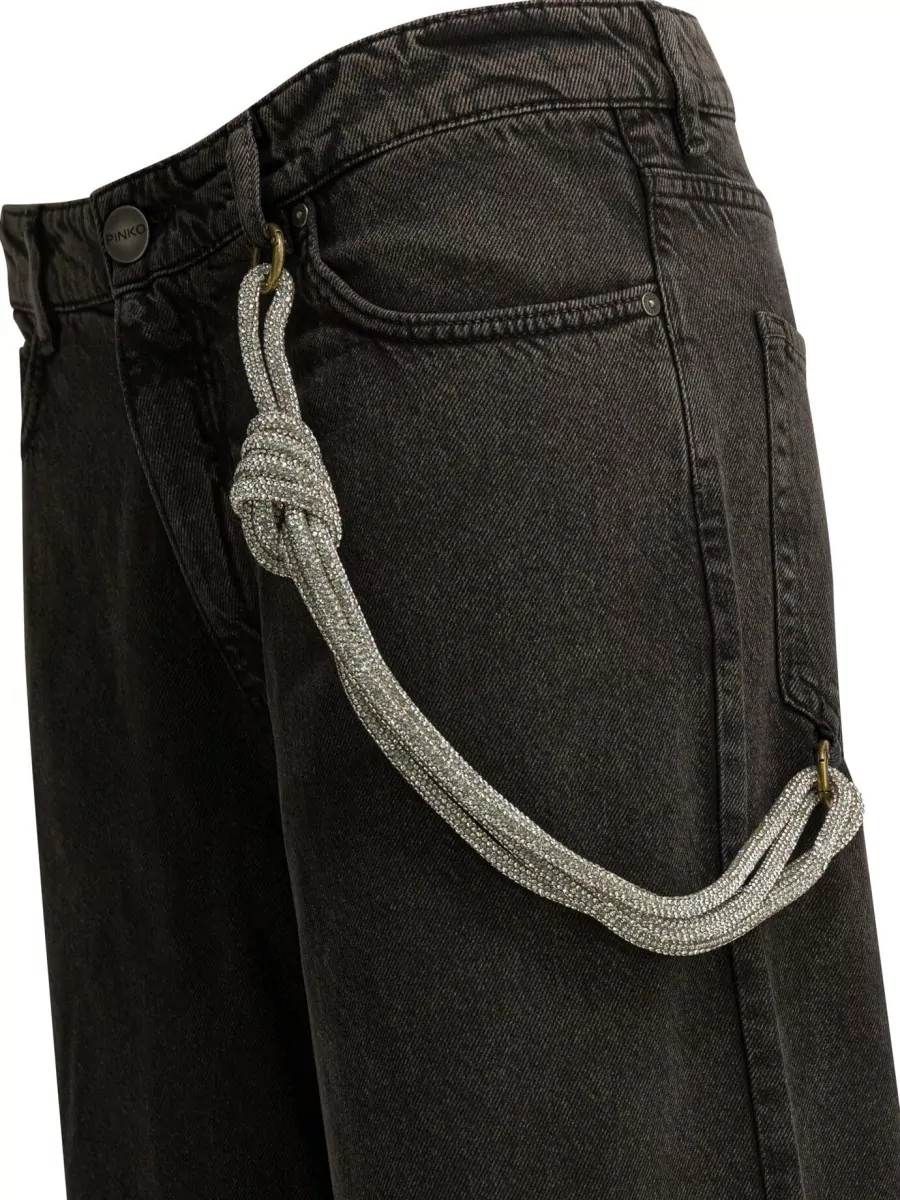 Pinko Jeans Trousers Belt Loops Rope Detail Pockets