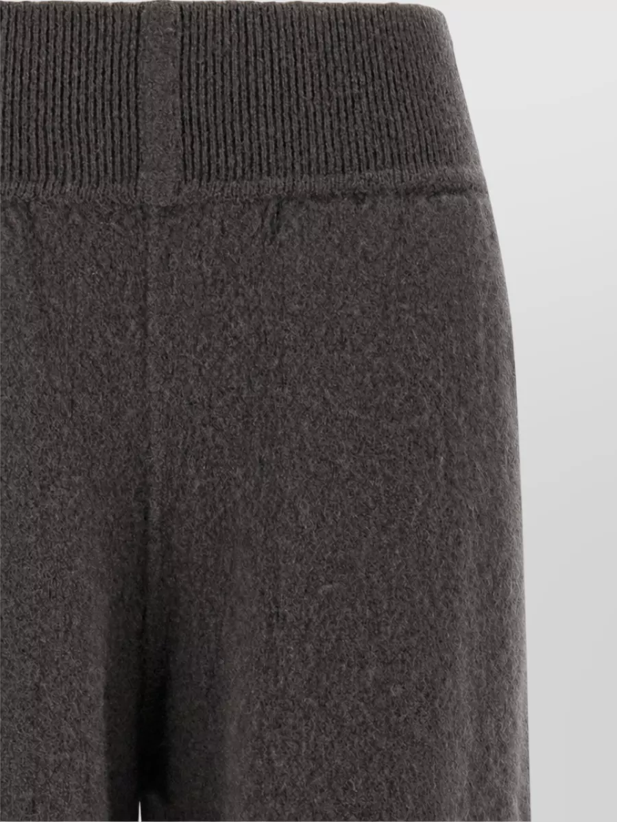 Rick Owens Cashmere Wide-Leg High-Rise Ribbed-Waistband Lounge Pants