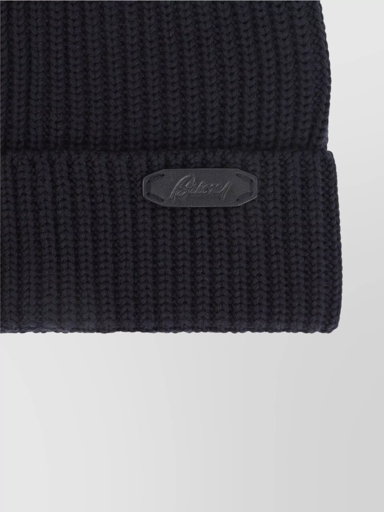 Brioni Ribbed Knit Beanie In Midnight Blue Wool