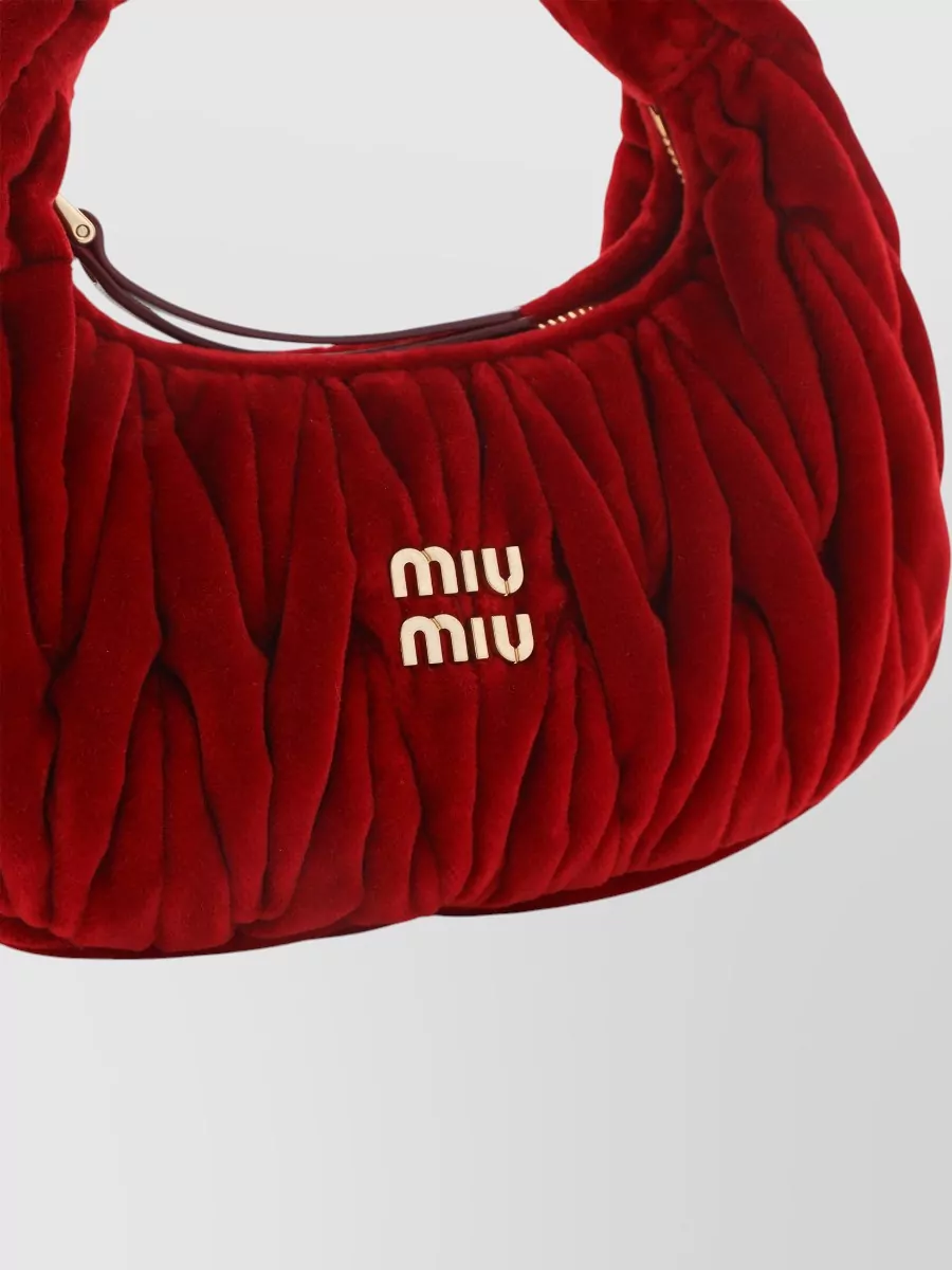 Miu Miu Mini Velvet Handbag Matelasse Handle Strap