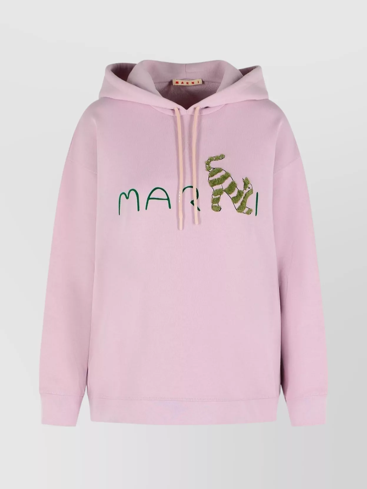 Marni Hooded Long Sleeve Cotton Sweatshirt In Pink