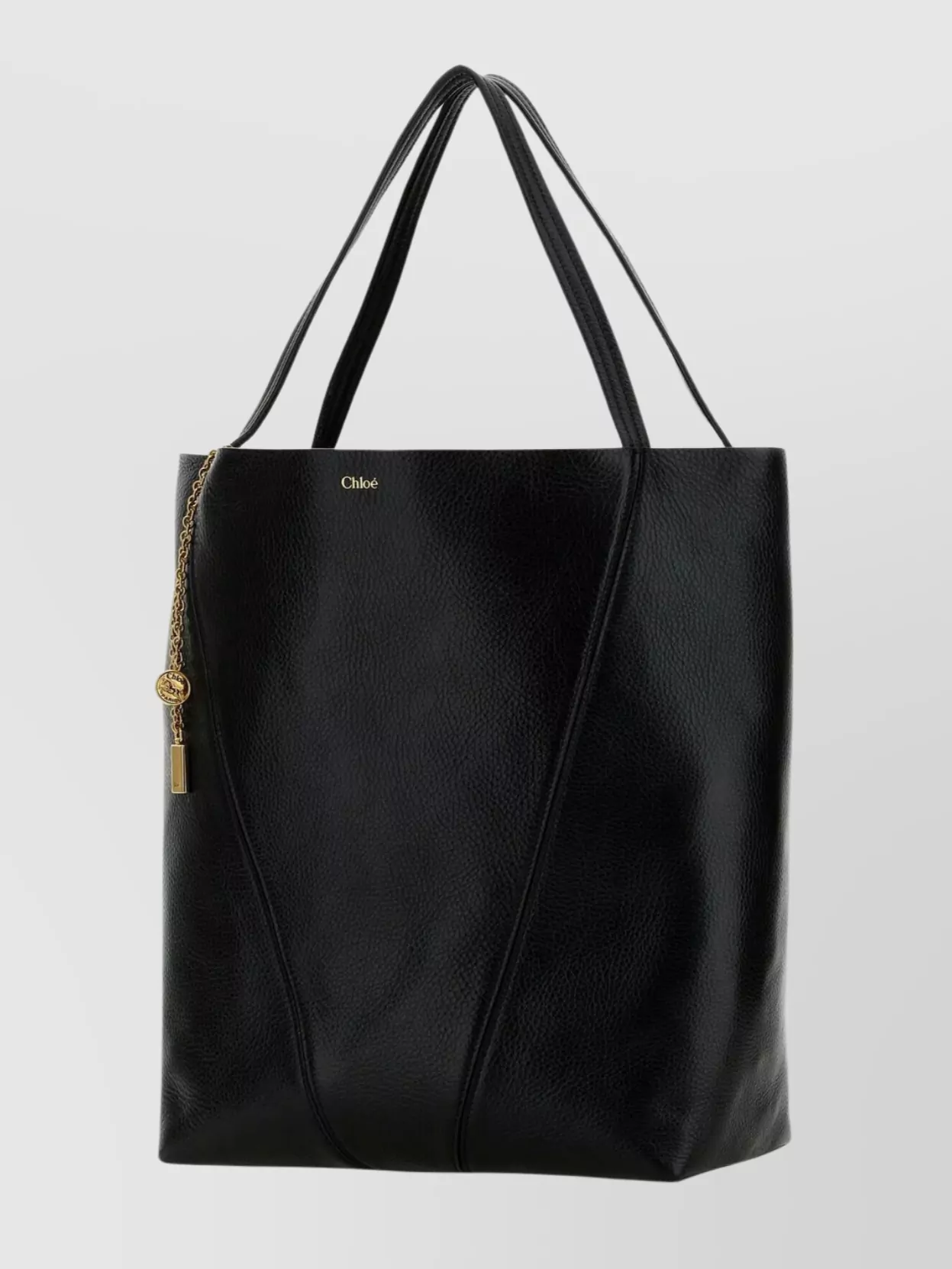 Chloé Large Leather Shopping Bag With Metal Charm