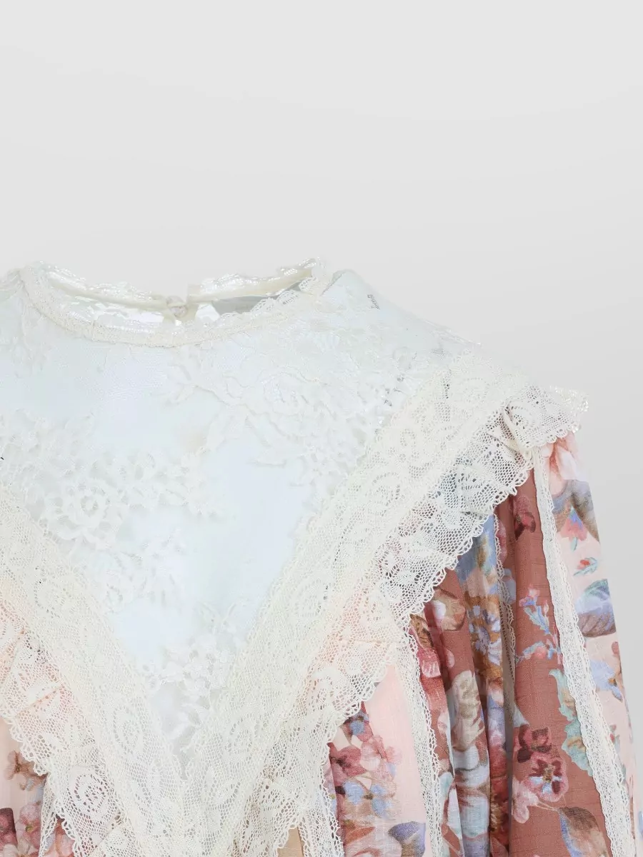 Zimmermann Cotton Floral-Print Lace-Trim Blouse