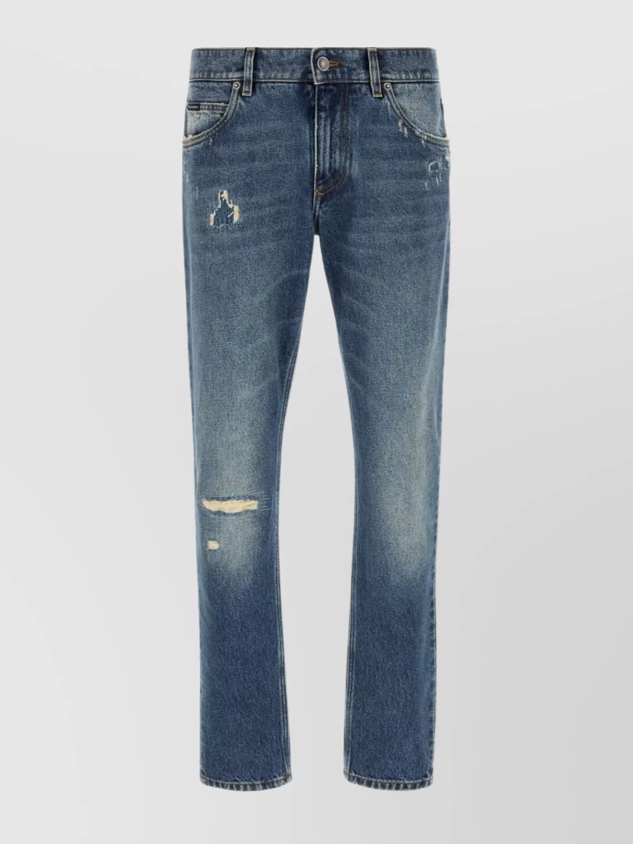 Dolce & Gabbana Belt Loops Distressed Denim Trousers In Blue
