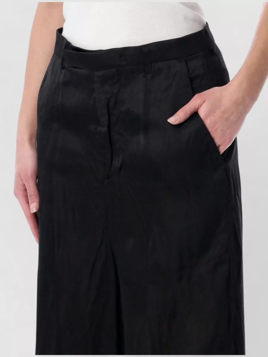 Rick Owens Cupro High-Rise Wide-Leg Tailored Trousers