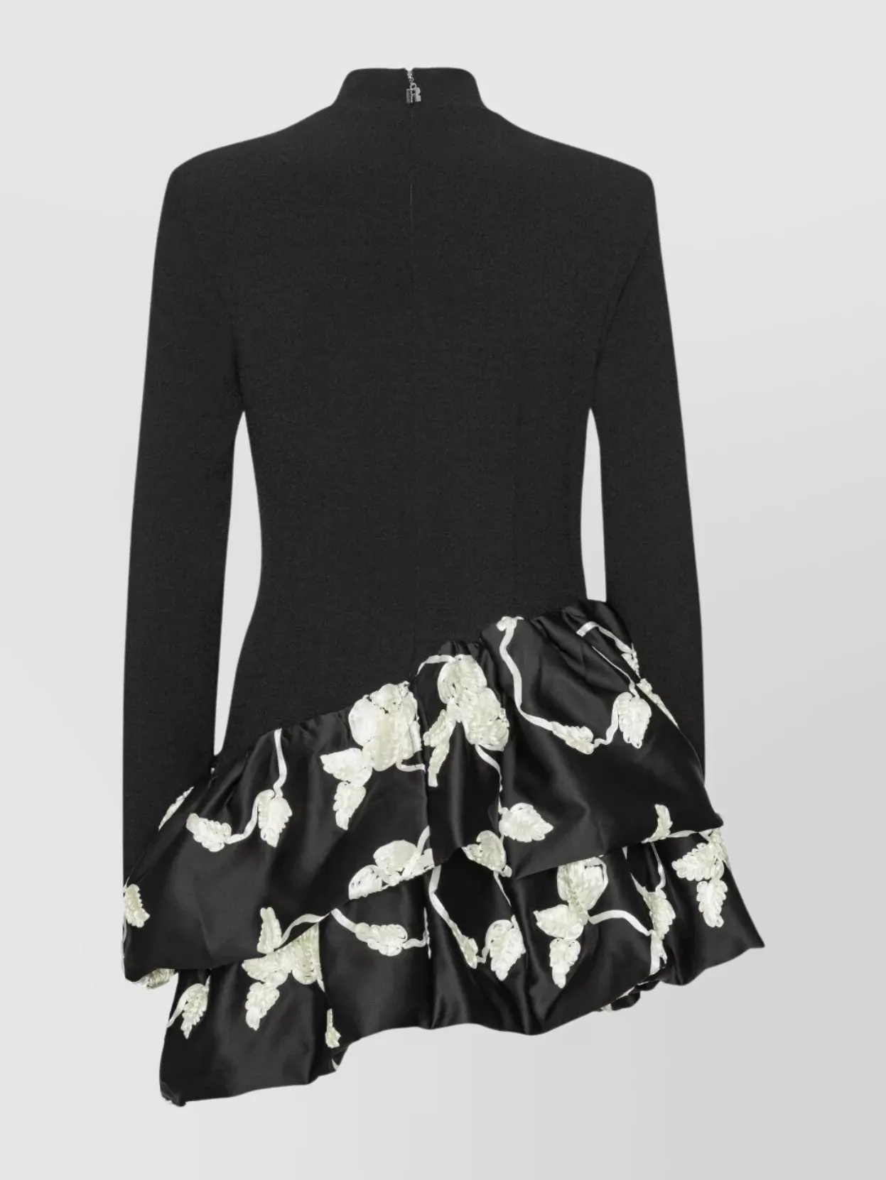 Rotate Embroidered Long Sleeve Dress With Ruffled Hem