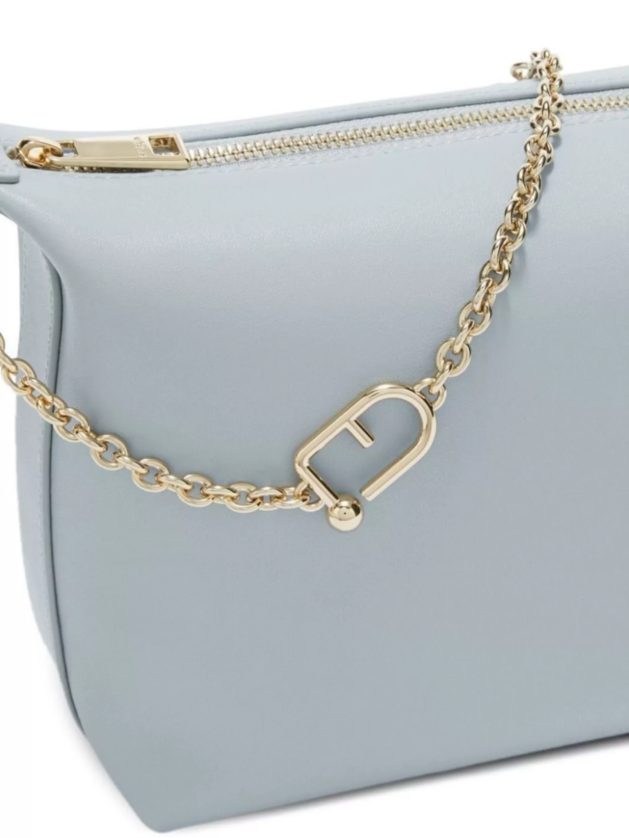 FURLA LEATHER AND CHAIN-LINK SHOULDER STRAP BAG