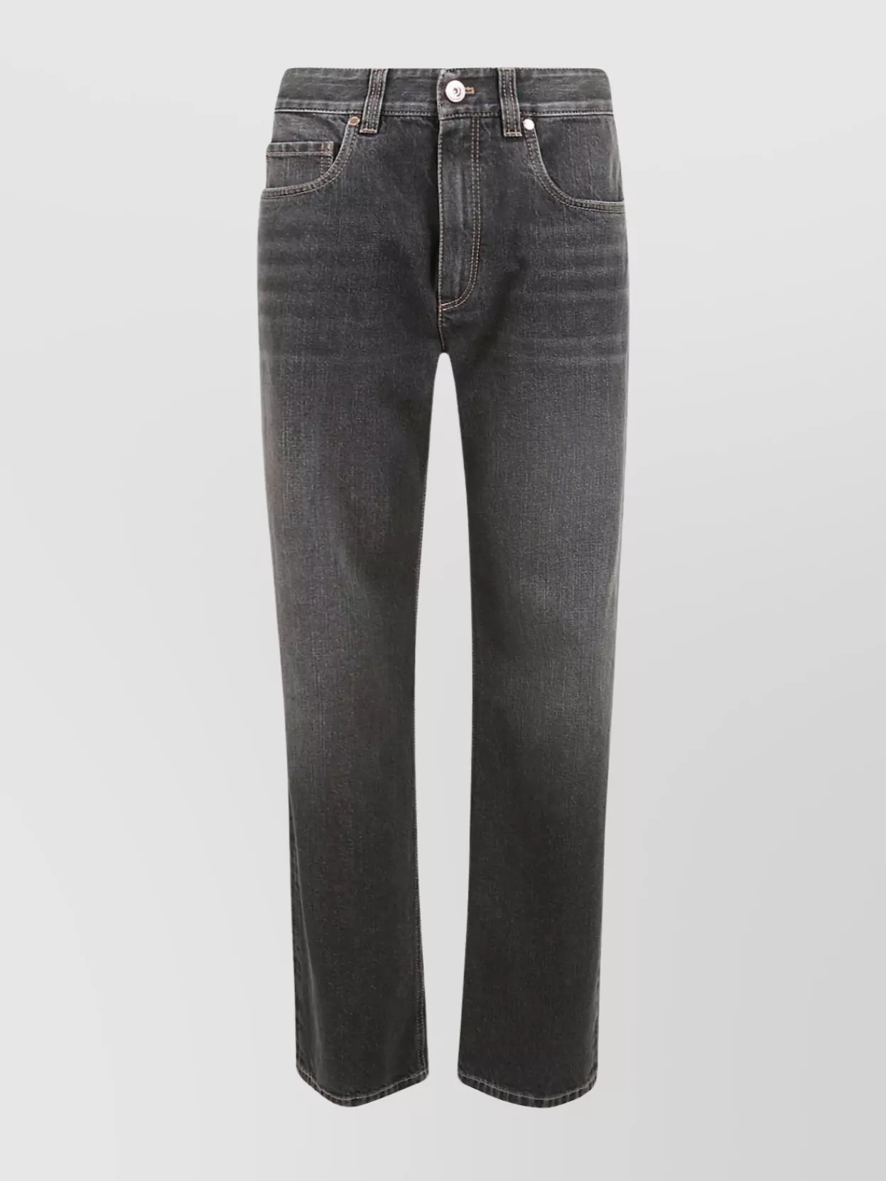 Shop Brunello Cucinelli Trousers With Back Pockets And Contrast Stitching