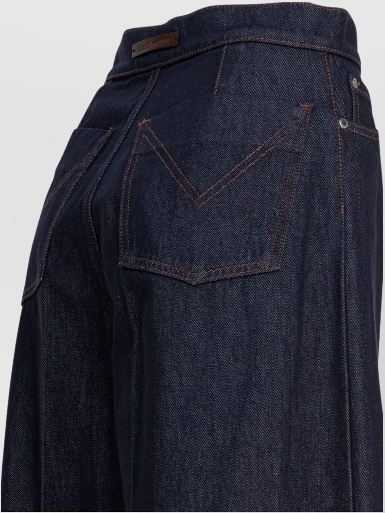 Max Mara Wide Leg Denim Trousers Featuring Pockets In Blue