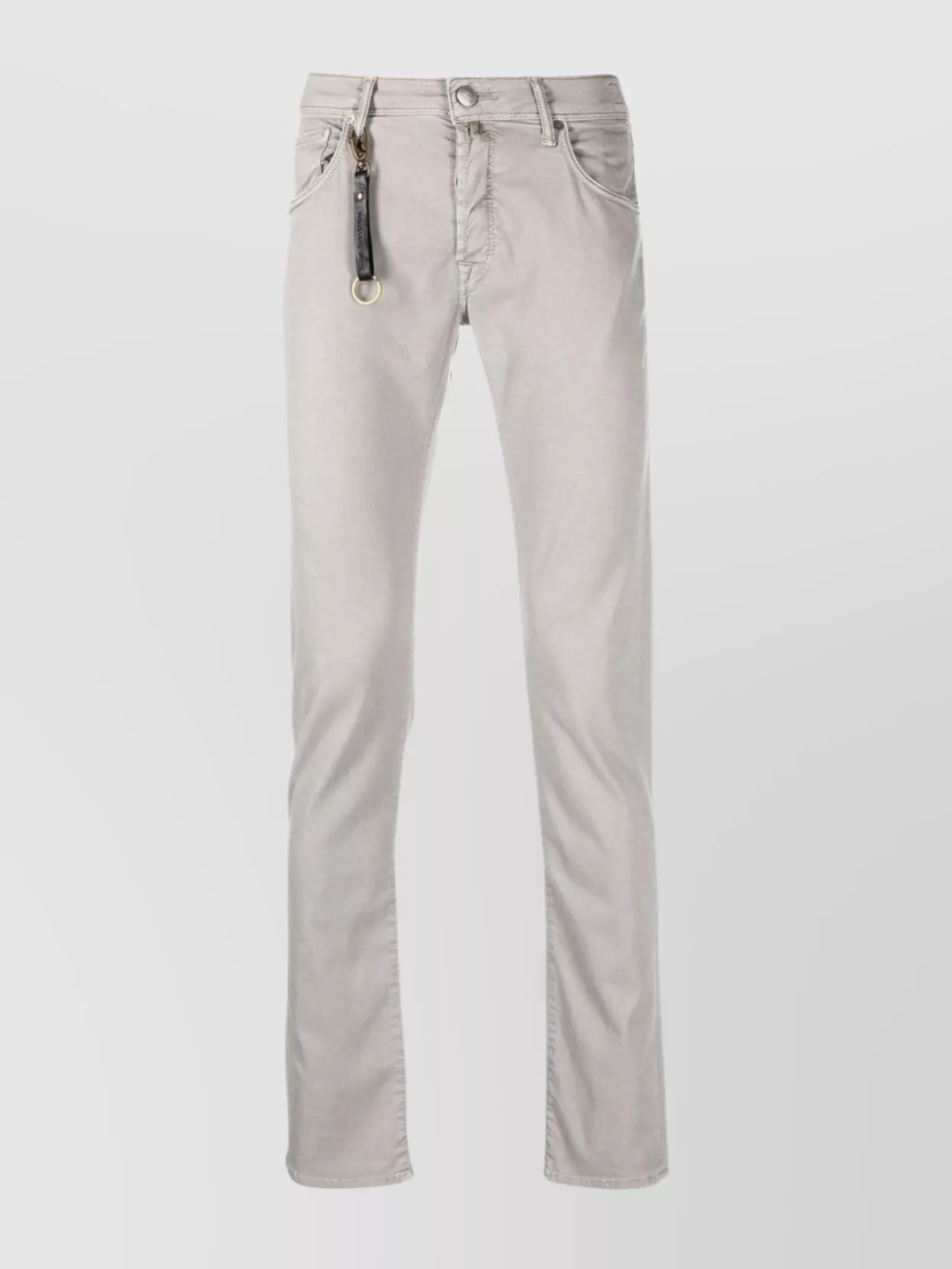 Incotex Vintage Slim Leg Trousers With Keychain Detail In White