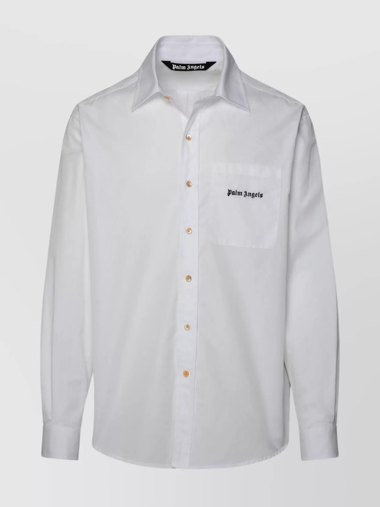 Shop Palm Angels Cotton Shirt With Back Yoke And Chest Pocket