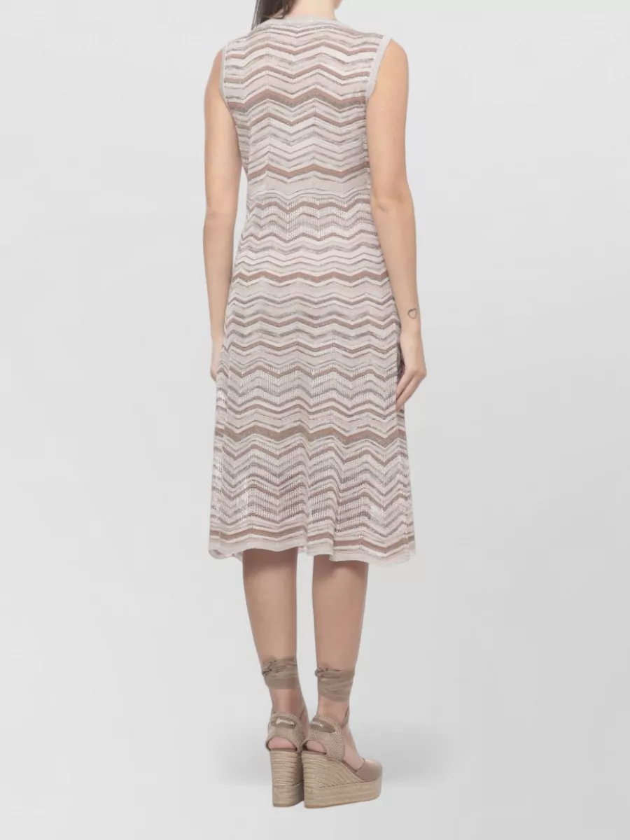D.exterior Sleeveless Geometric Knitted Midi Dress