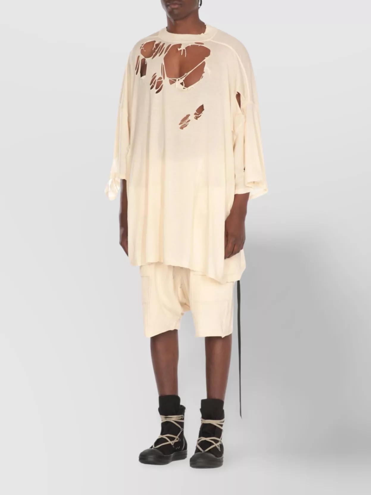 Rick Owens Drkshdw Short Sleeves With All-Over Cut-Out Design