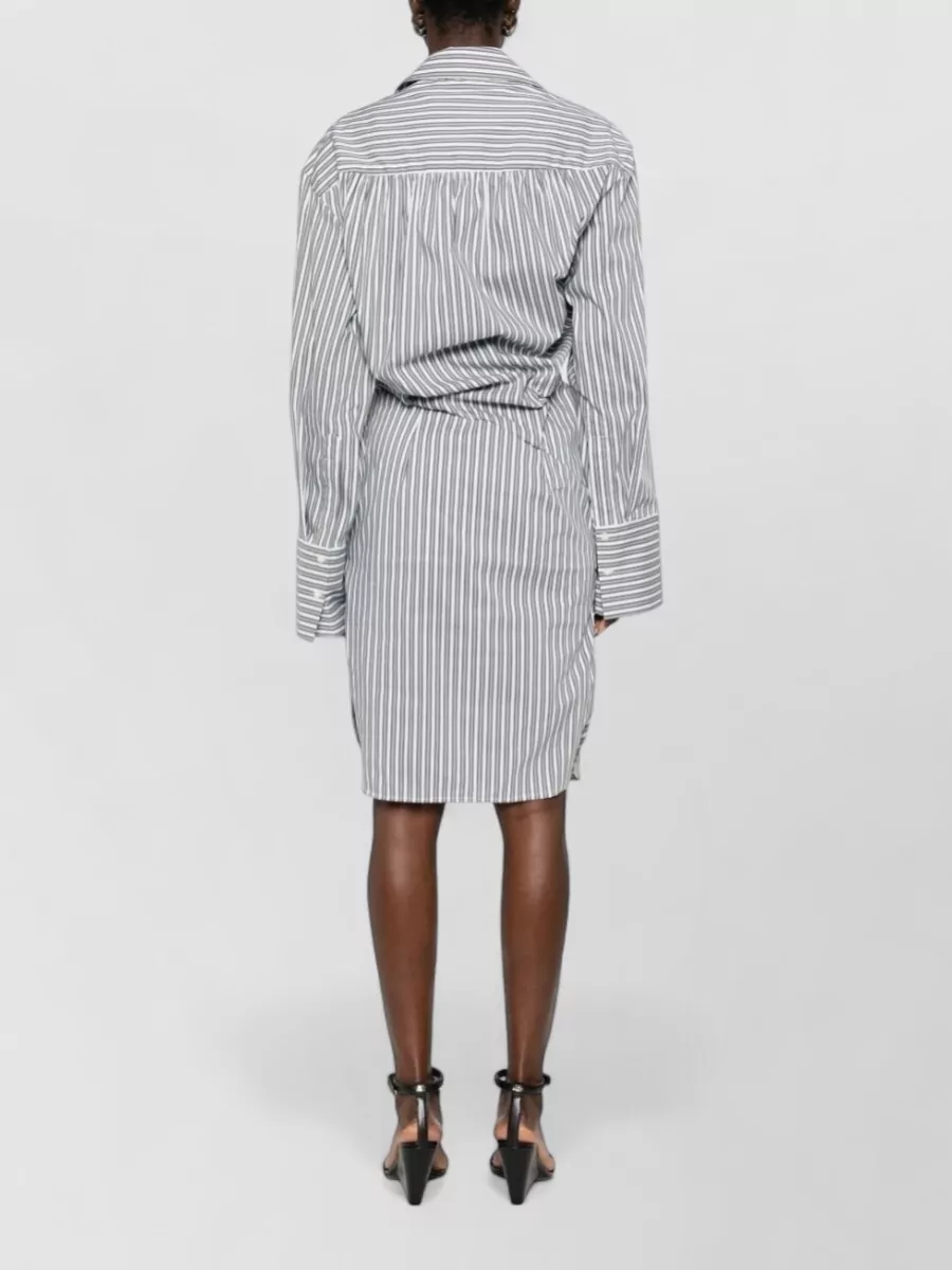 Iro Lazul Striped Cotton Wrap Shirt Dress