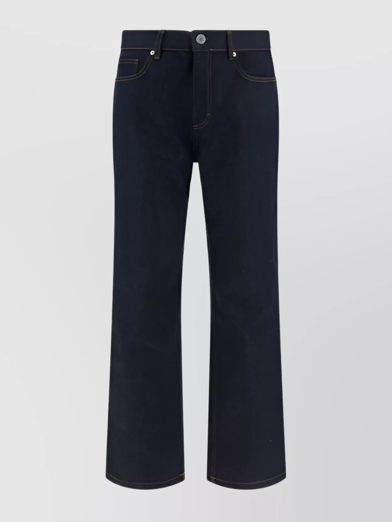 Ami Alexandre Mattiussi Straight Cut Cotton Jeans With Leather Patch In Blue