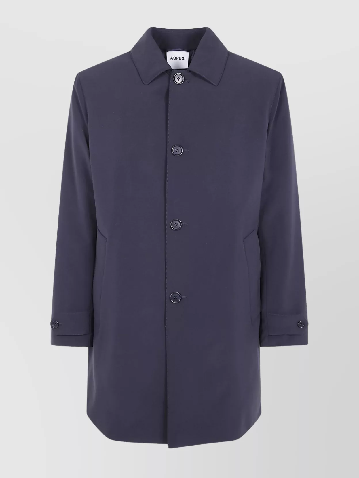 Aspesi Long Sleeve Raincoat Featuring Front Pockets In Blue