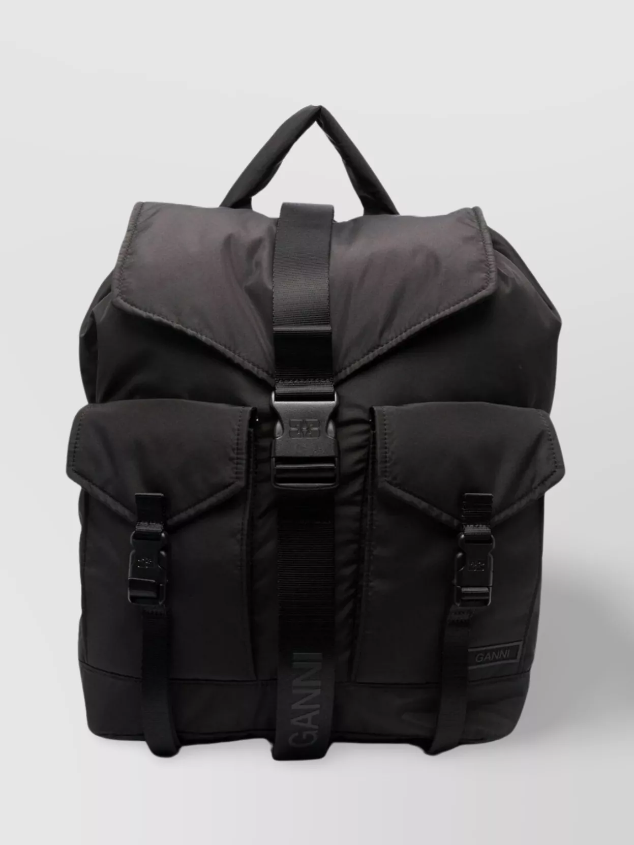 Ganni Tech Multi-pocket Backpack In Black