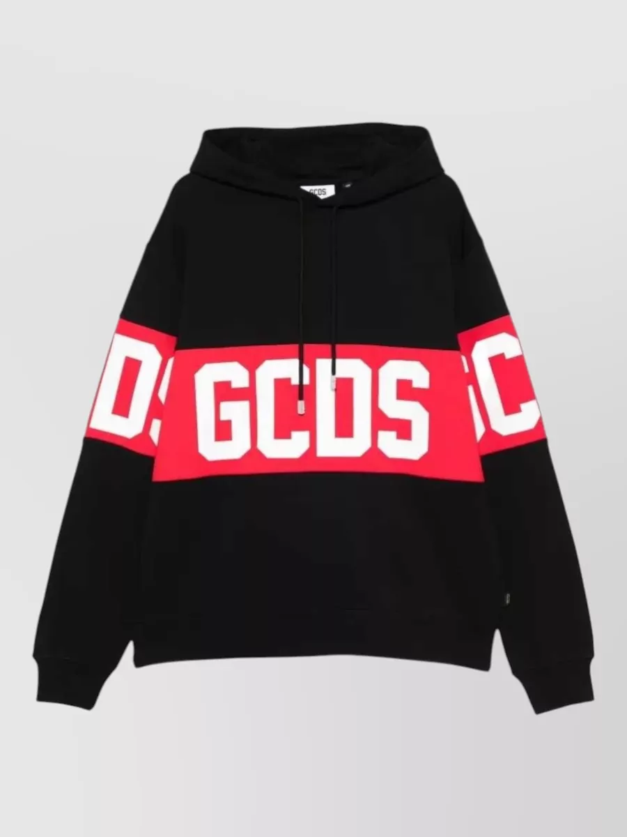 Gcds Striped Cotton Logo Hoodie