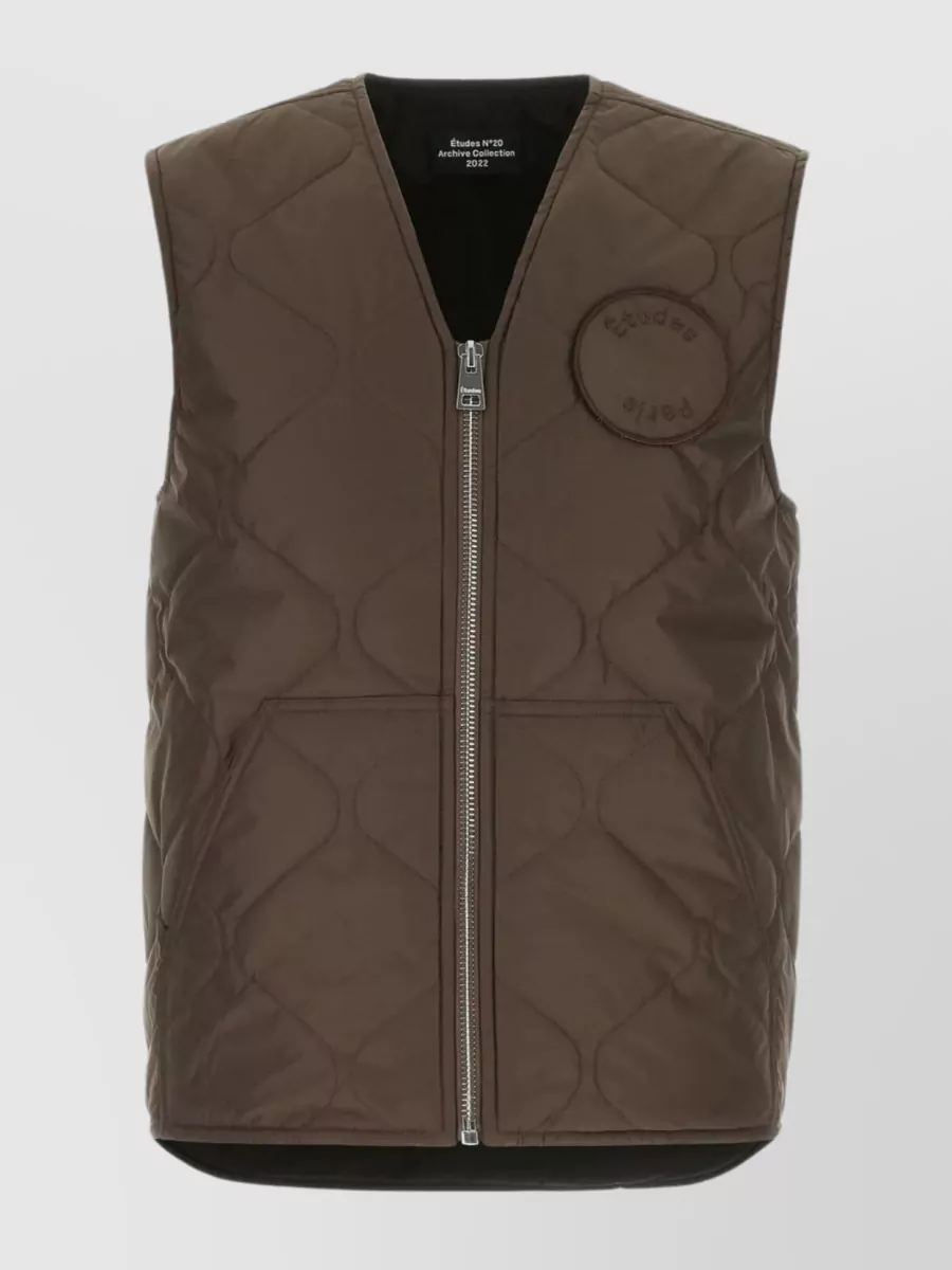Shop Etudes Studio Polyester Vest With V Neckline And Quilted Design In Brown
