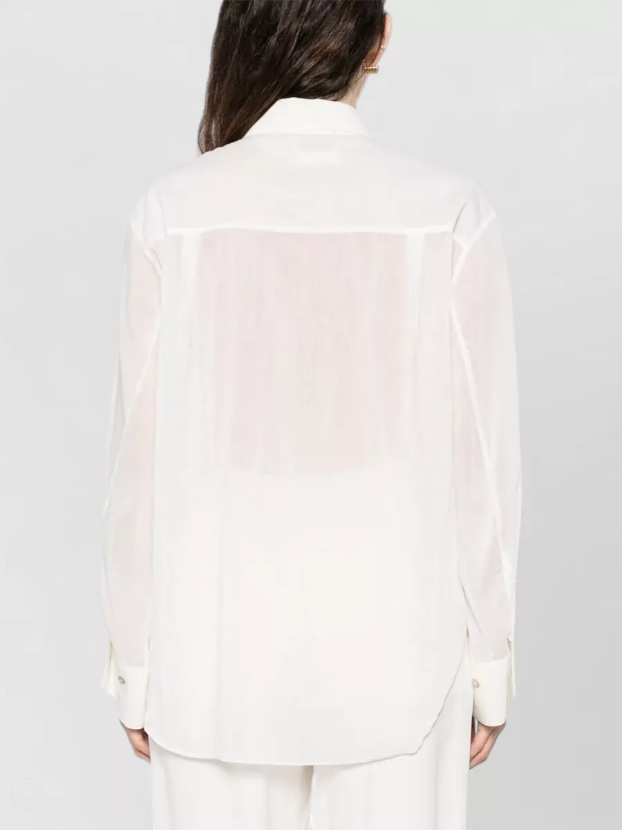 Forte Forte Sheer Long Sleeve Shirt Point Collar