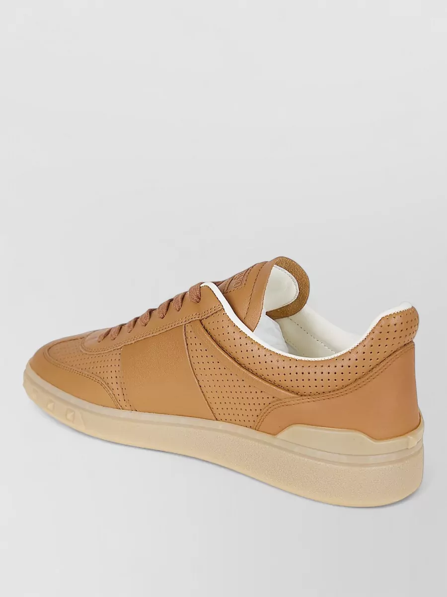 Valentino Garavani Calf Leather Perforated Low-Top Sneakers
