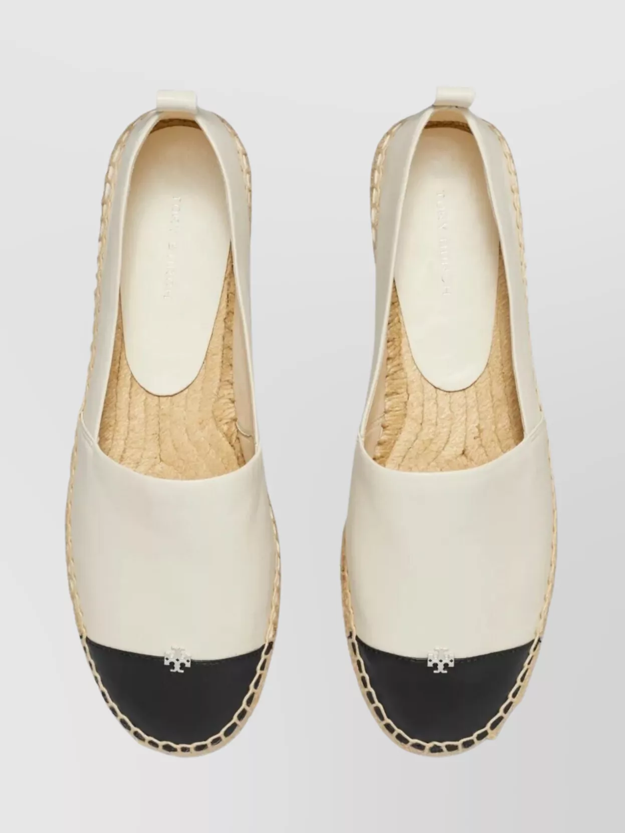 Tory Burch White Espadrilles With Metallic Logo On The Front And Ankle Strap