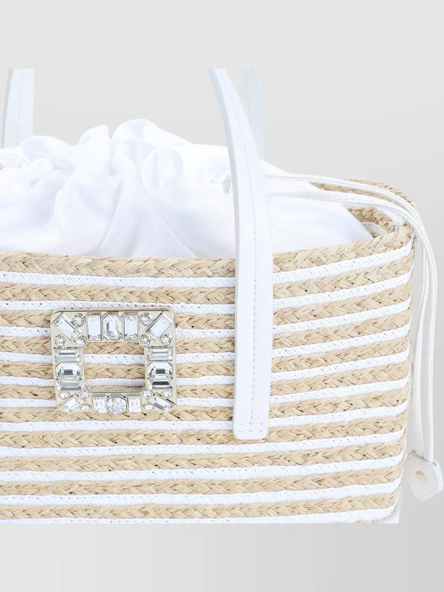Roger Vivier Striped Straw Tote Bag