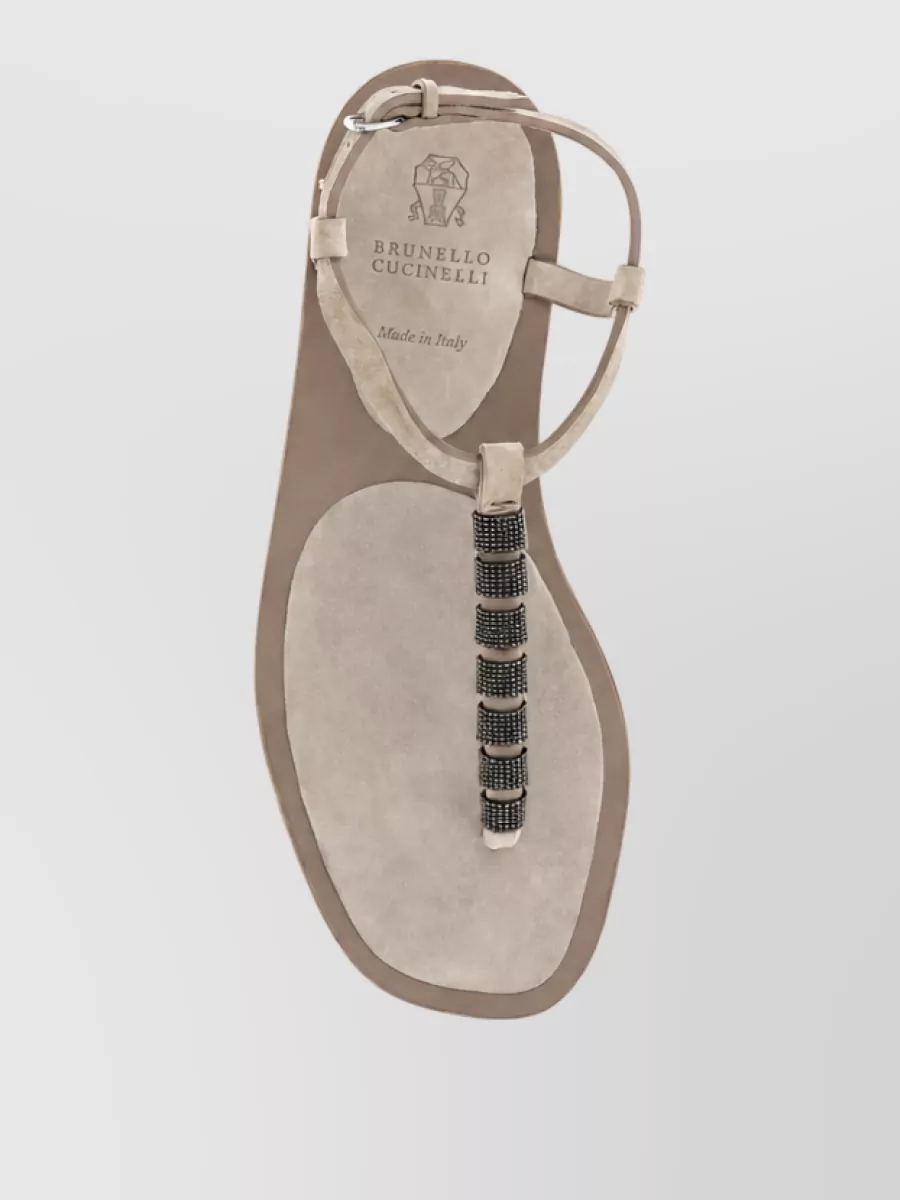 Brunello Cucinelli Embellished Leather Sandals