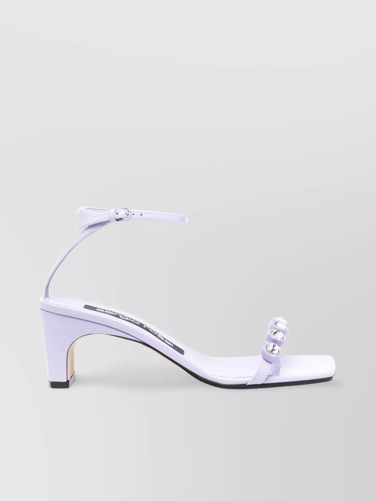 Shop Sergio Rossi Crystal Embellished Heel Leather Sandals In White