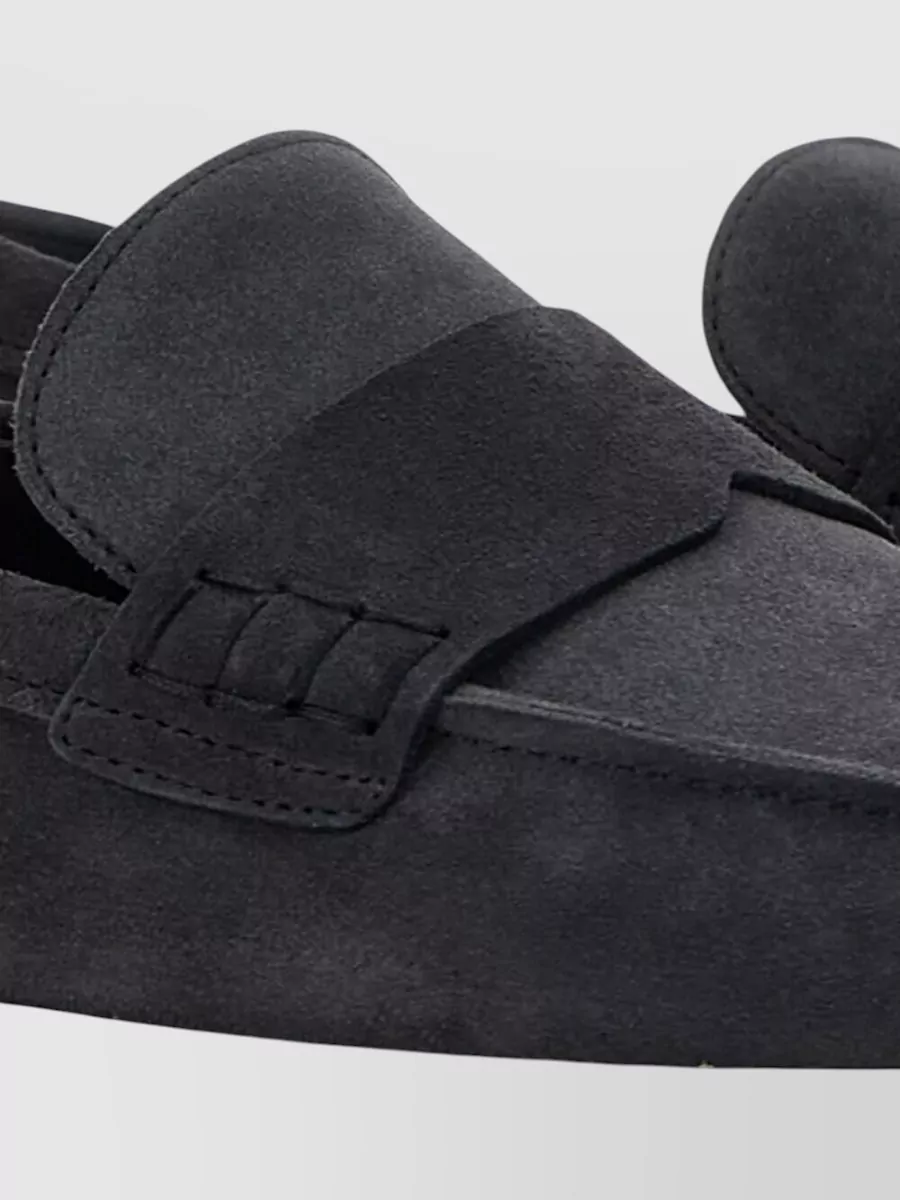 Hogan Suede Loafers Contrast Sole Round Toe