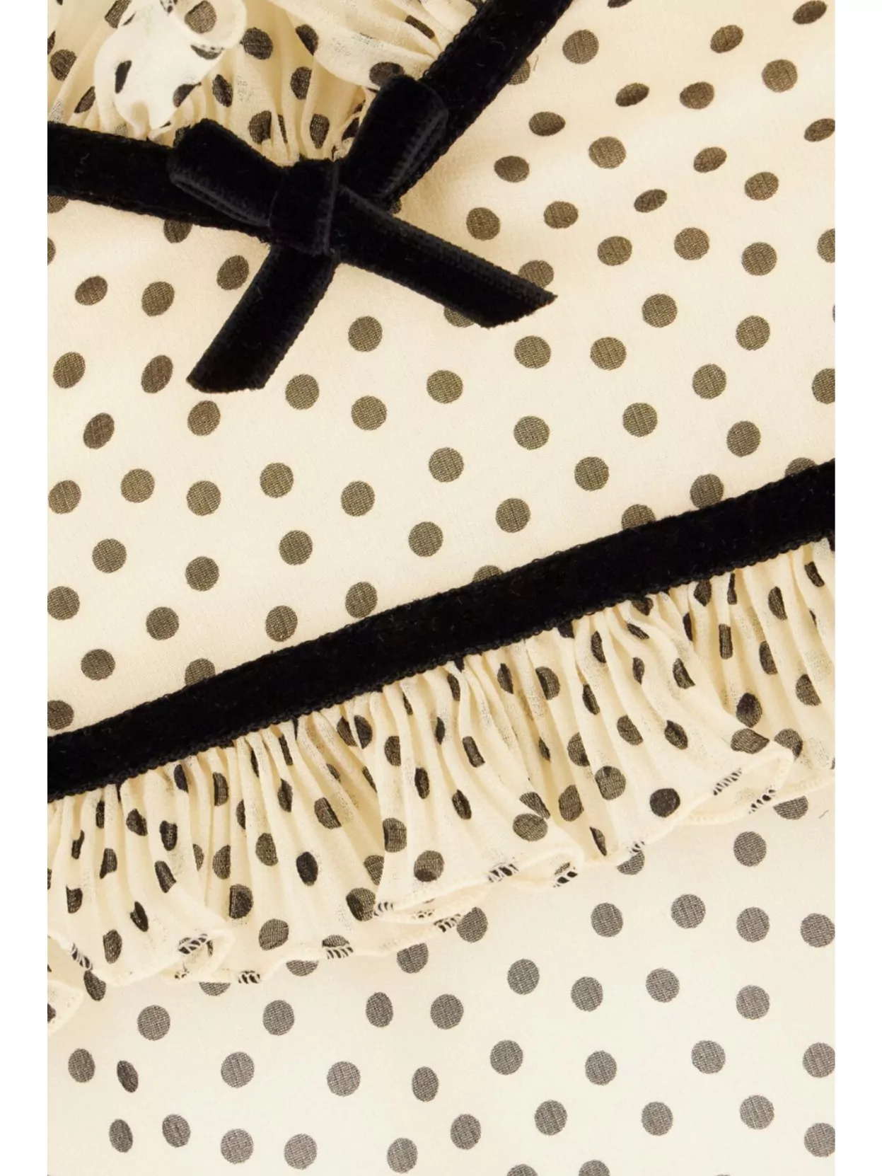 Valentino Top Silk Bow Polka Dots Ruffle Trim