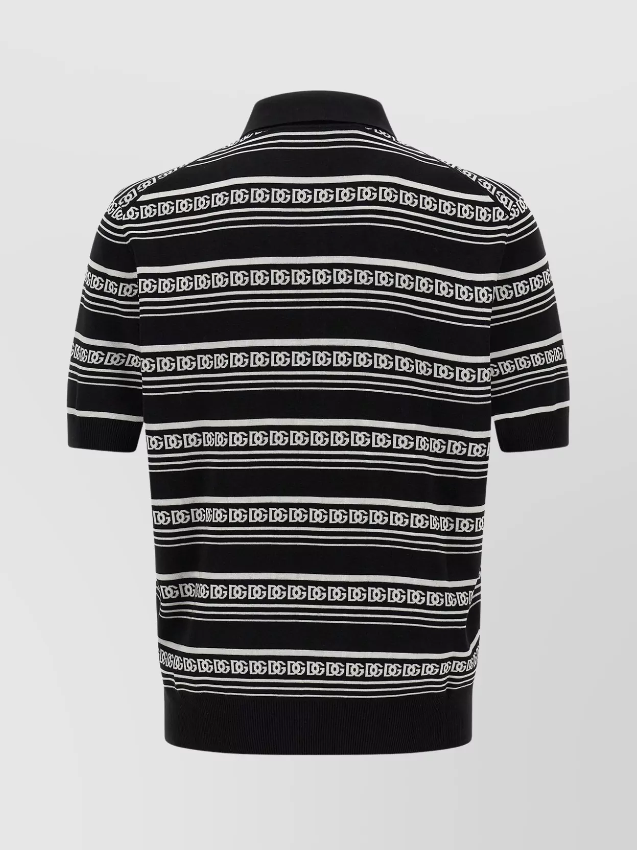 Dolce & Gabbana Knitted Polo Shirt With Short Sleeves In Black