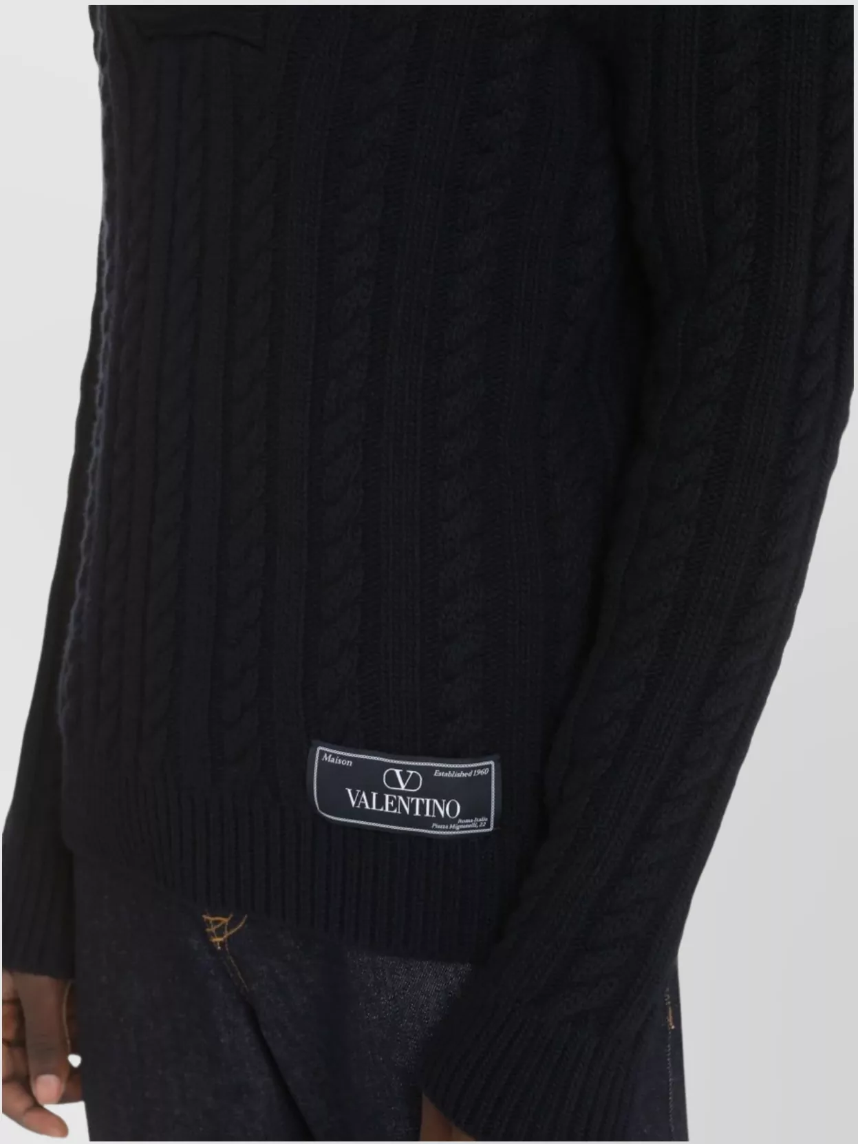Valentino Cable Knit Shawl Collar Sweater