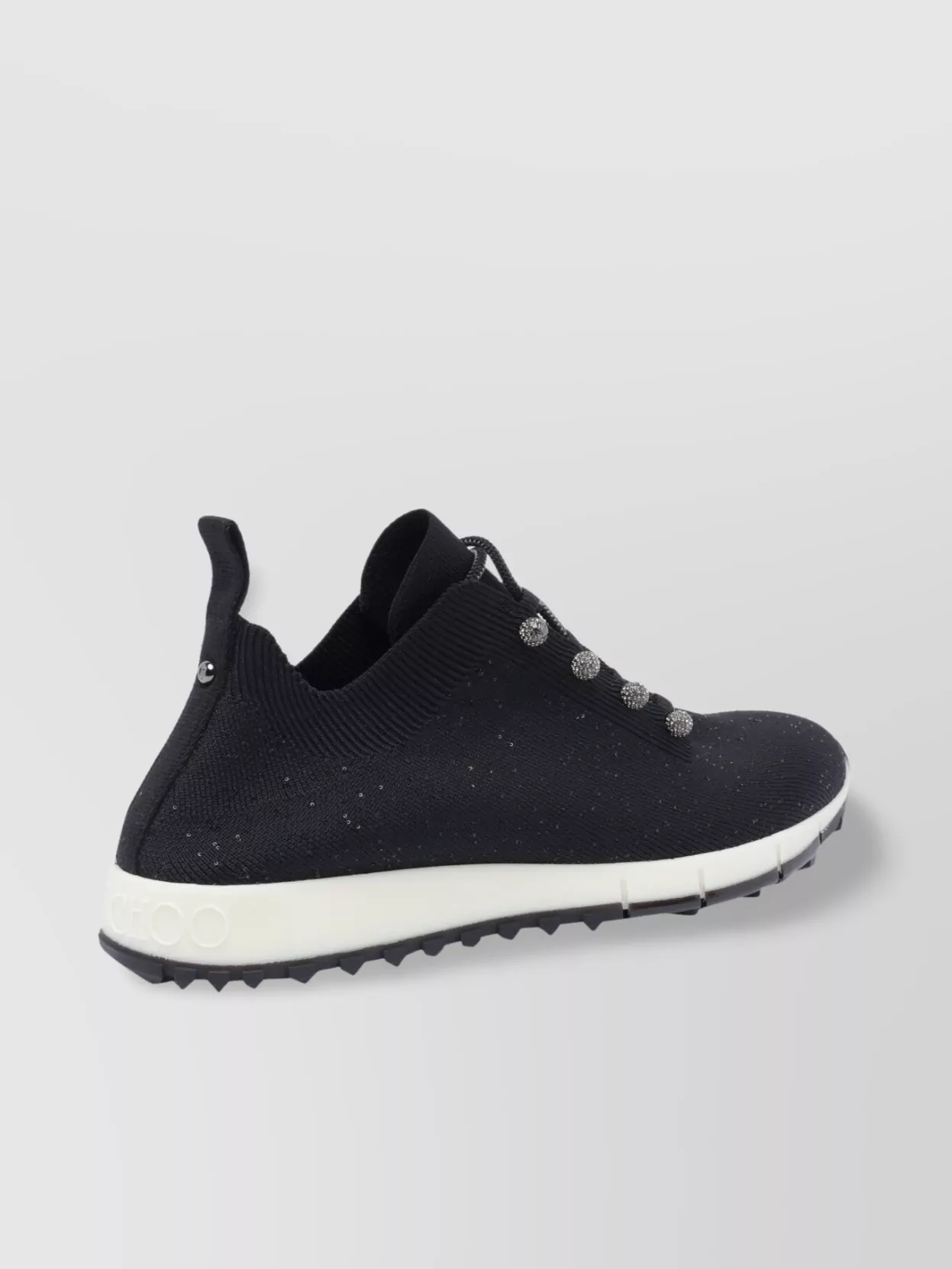 Jimmy Choo Cashmere Knit Sneakers Pearl Embellishments In Grey