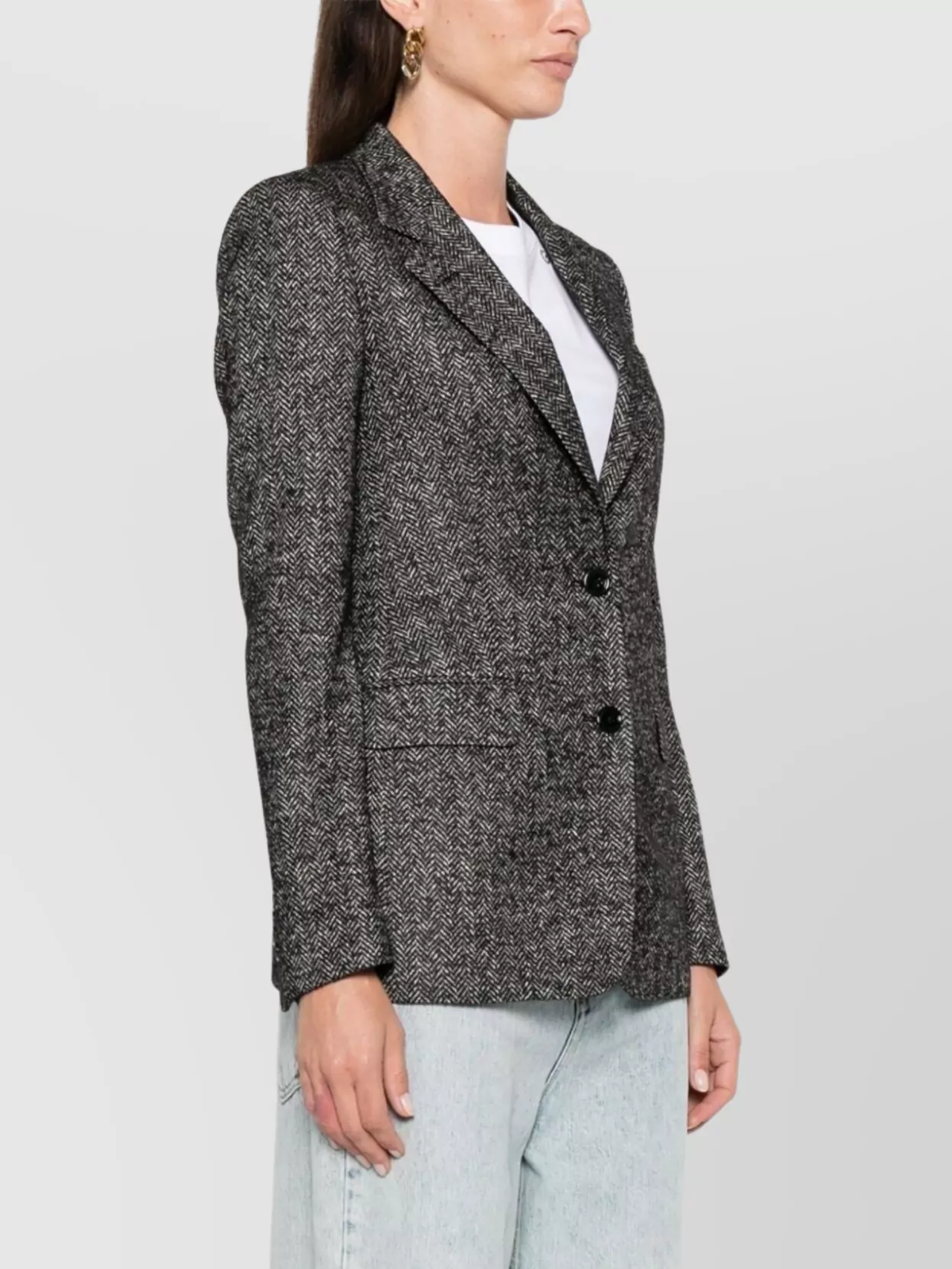 Tagliatore Woman Jacket Front Pockets Long Sleeves In Gray