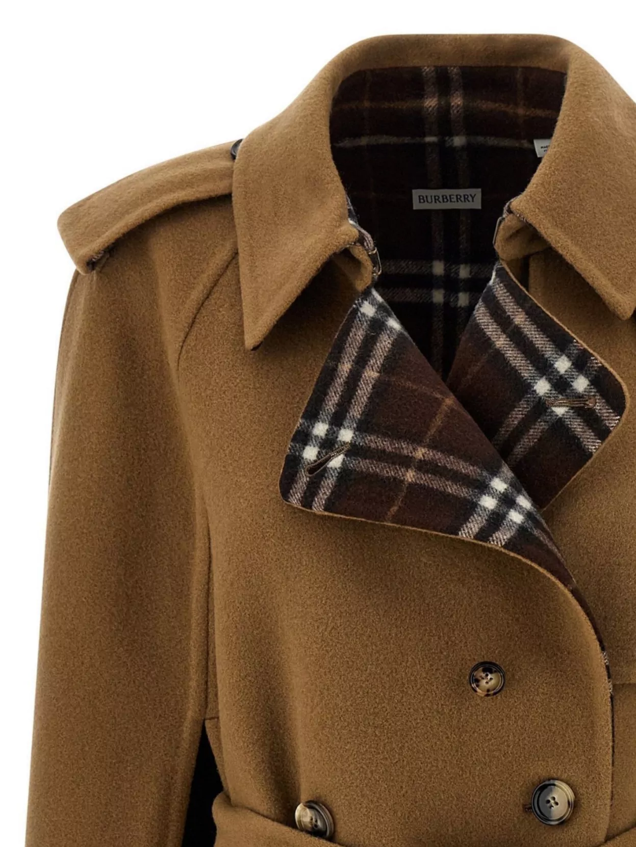 Burberry Waist Belted Cape Buttoned Pockets In Multi