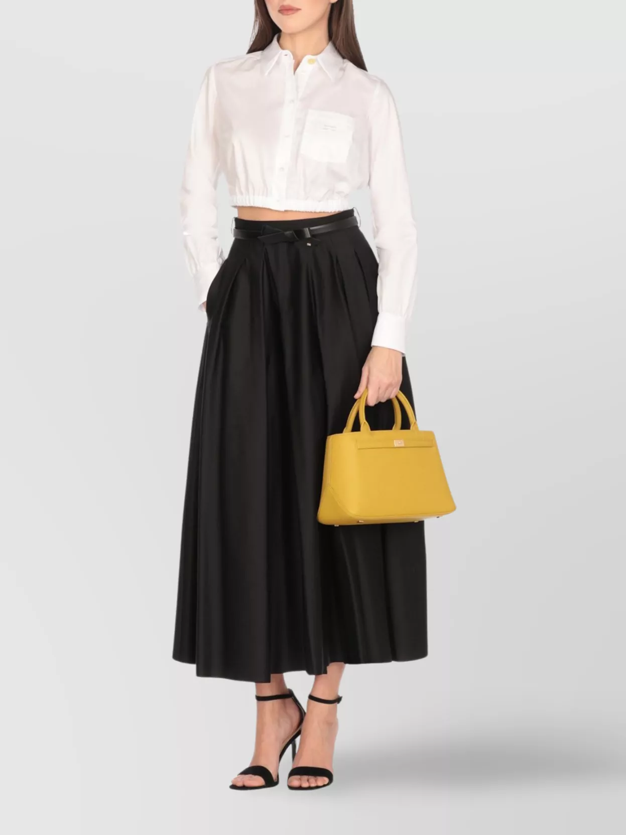 Elisabetta Franchi Cropped Shirt With Classic Collar In White