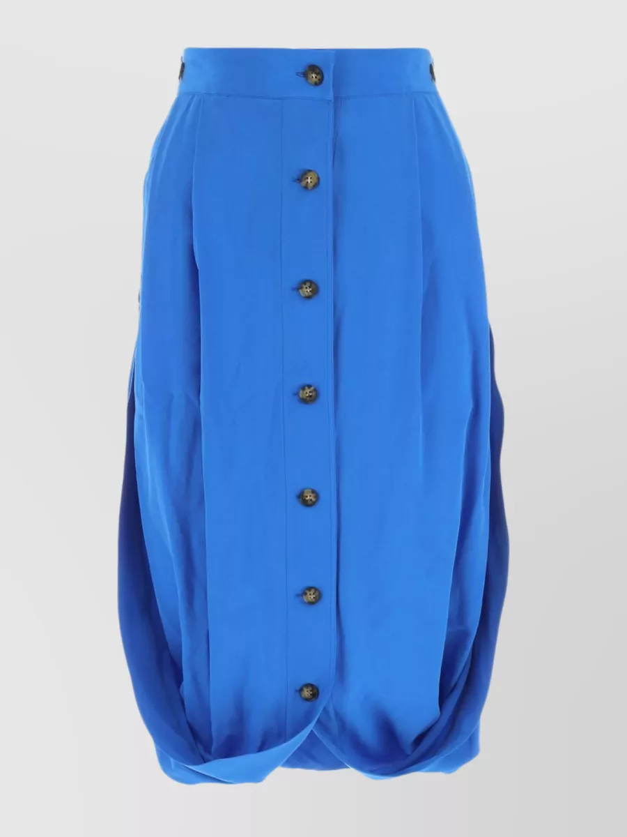 Shop Quira Dynamic Silk Pleated Skirt In Blue