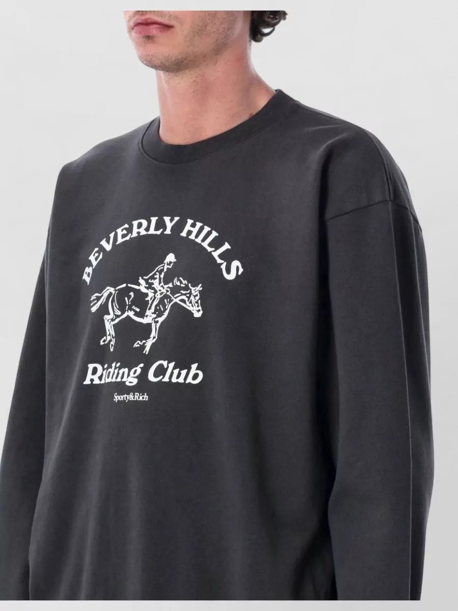 Sporty & Rich Cotton Printed Oversized Crewneck T-Shirt