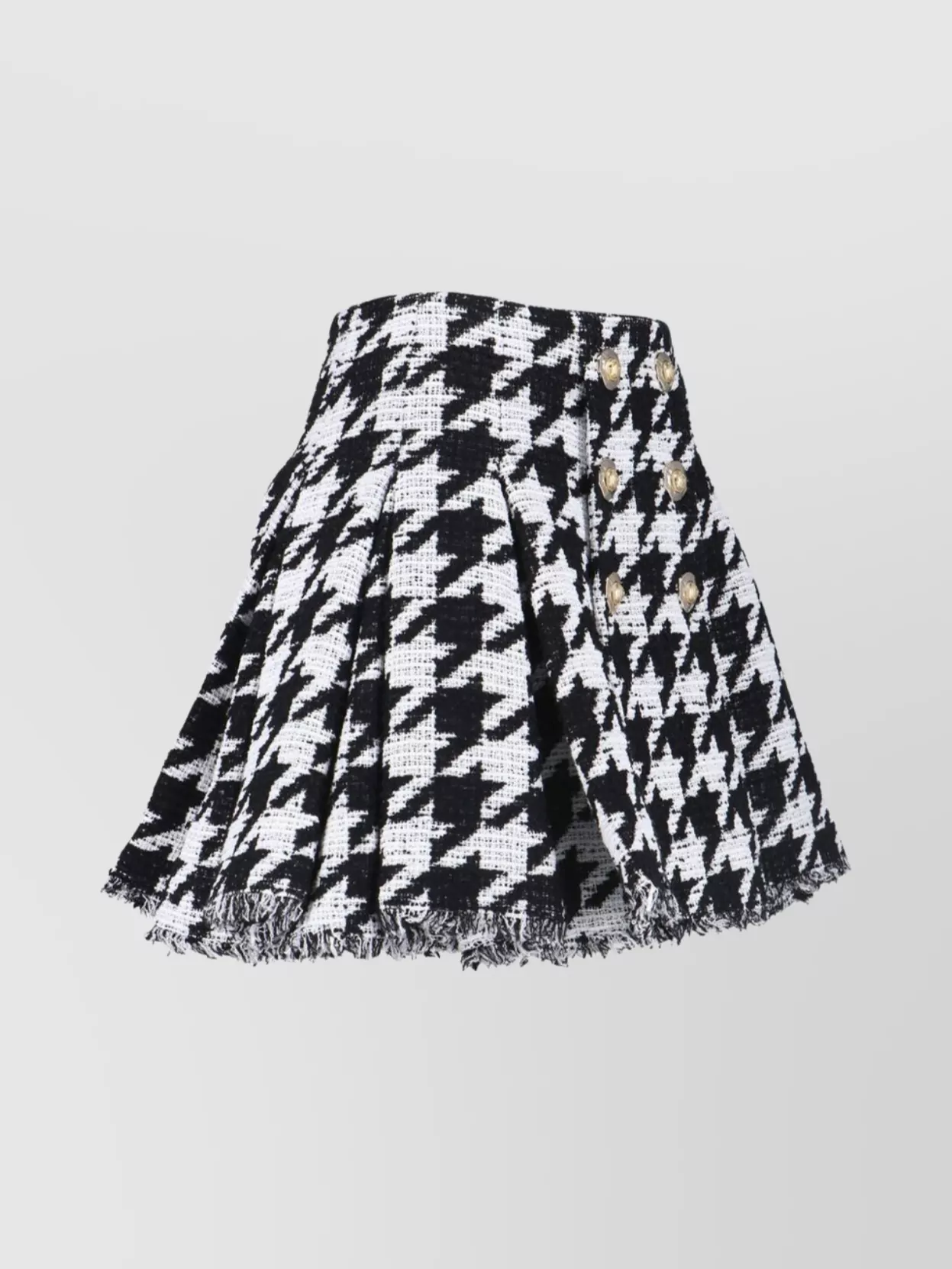 Balmain Knee Length Skirt Houndstooth Pattern